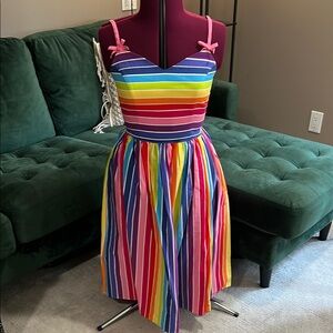 Hell Bunny Colorful Striped Sundress with Bow Straps | Size S
